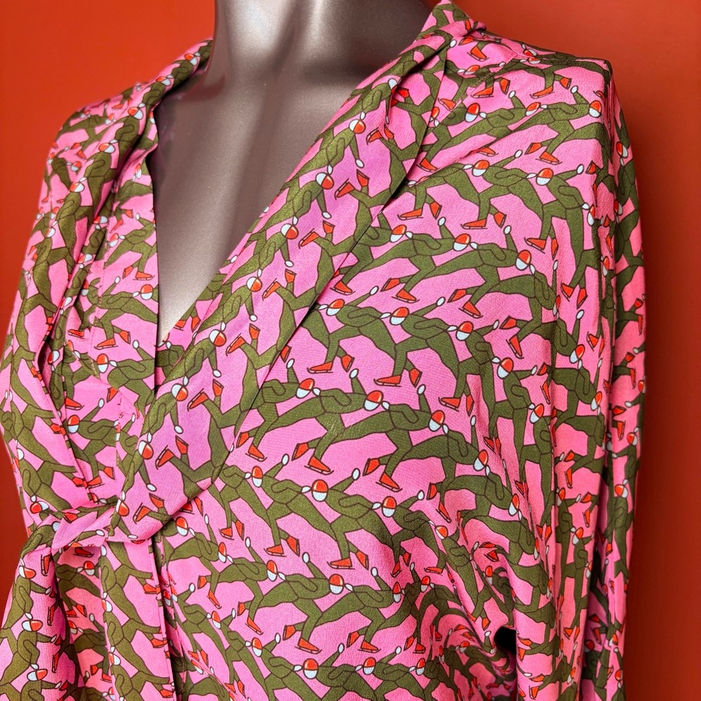 ODEEH Pink Silk Skater Blouse